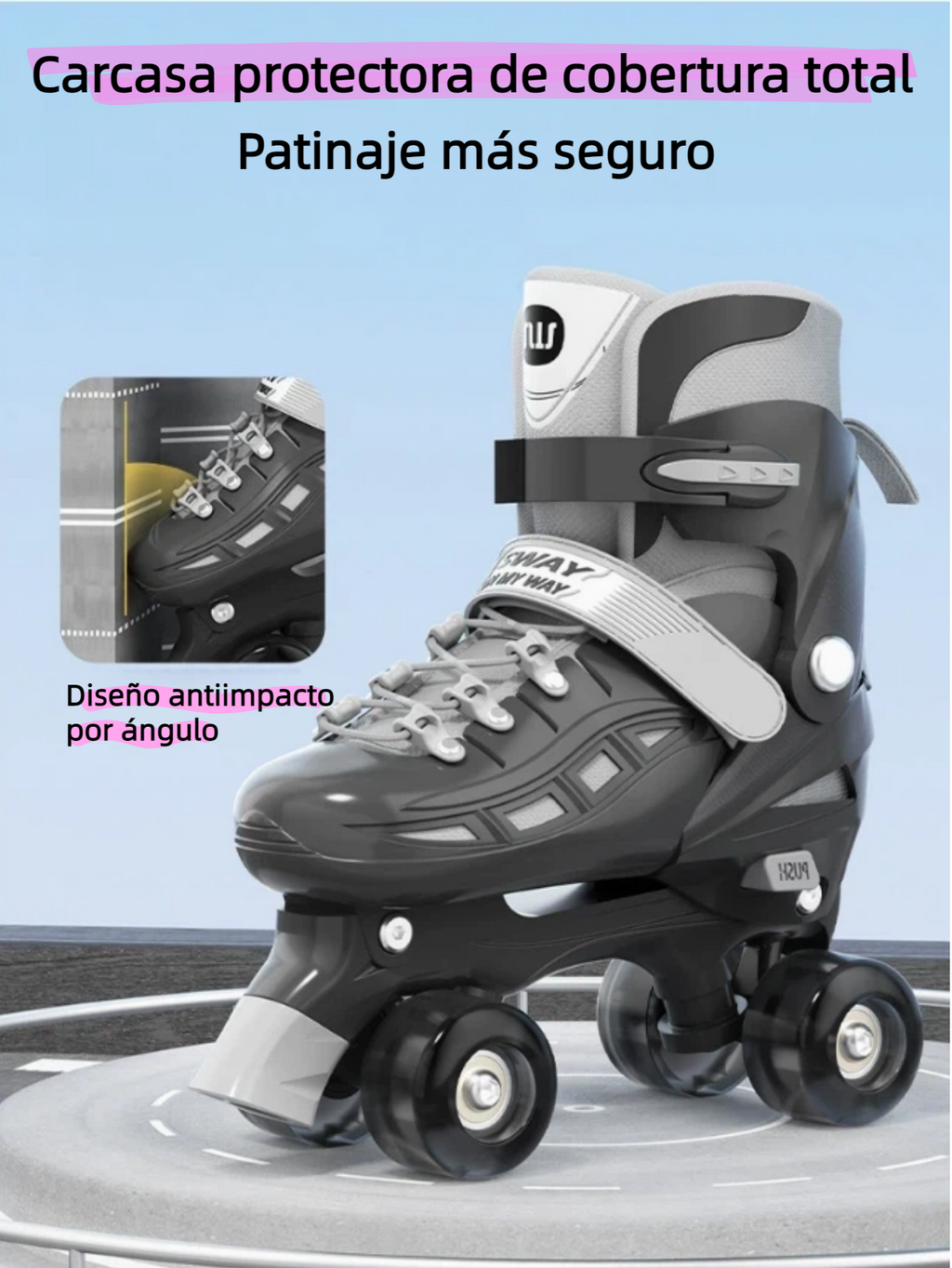 Patines en Línea de Dos Filas con Ruedas Luminosas de PU