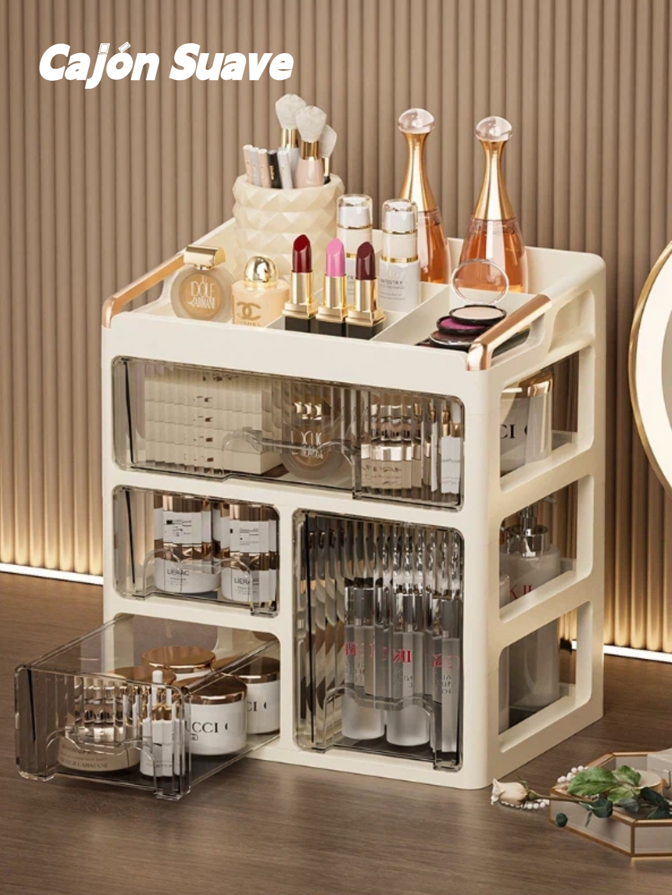 Cajón de Almacenamiento para Maquillaje, Organizador de Vanidad con Cajones