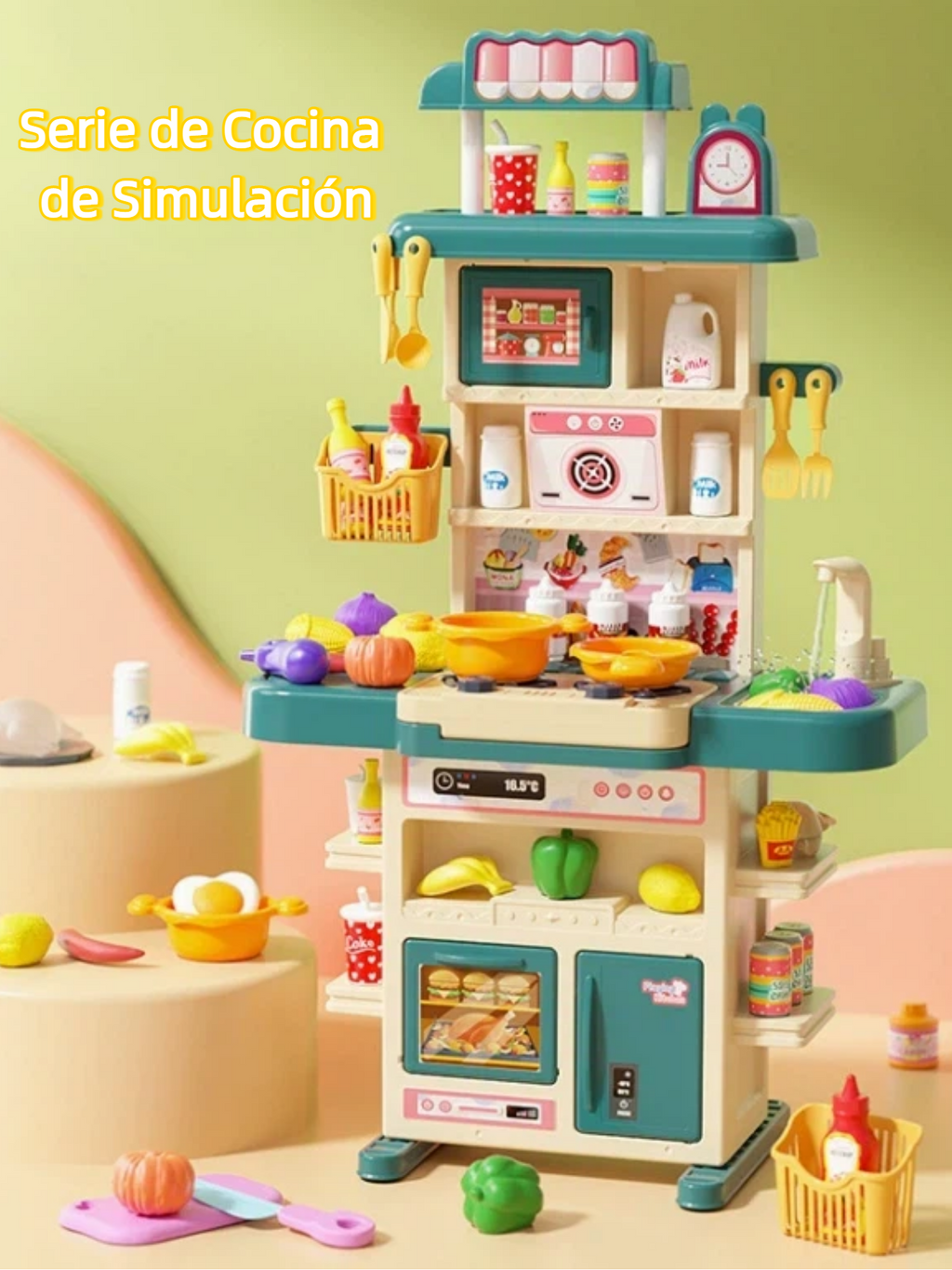 Cocina Infantil Simulada con Luz, Sonido, Humo y Agua