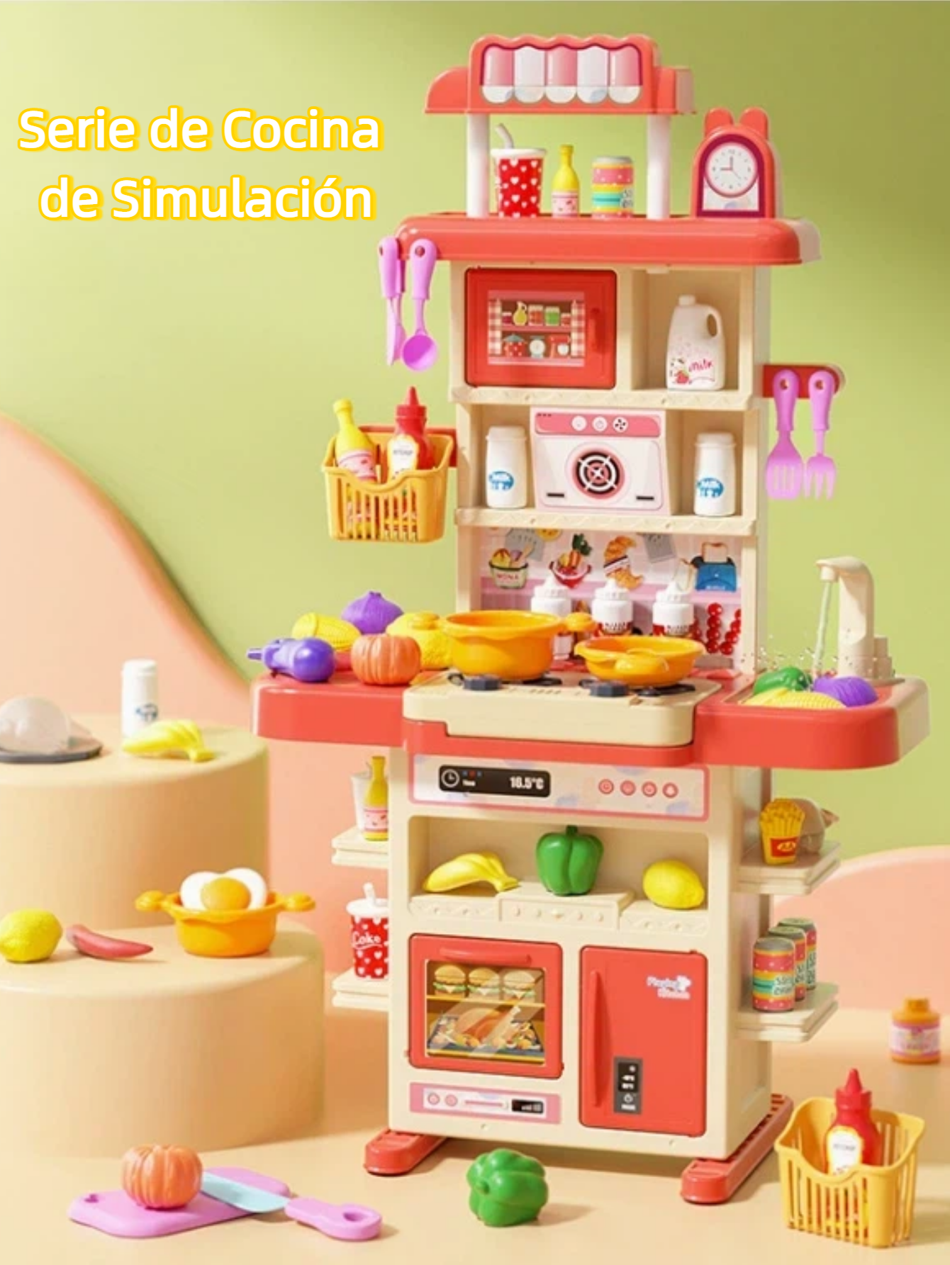 Cocina Infantil Simulada con Luz, Sonido, Humo y Agua