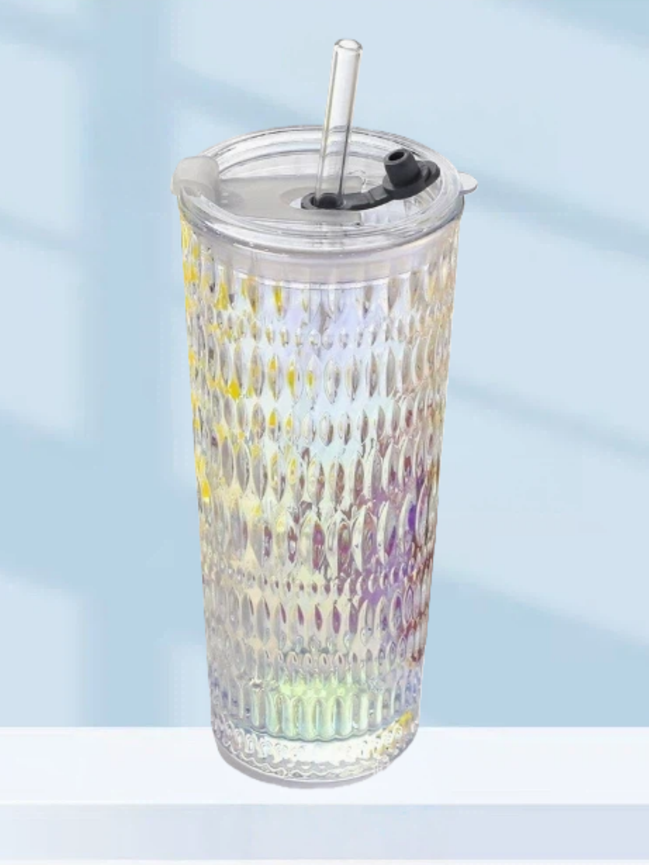 Vaso de Vidrio con Tapa, Diseño Elegante Transparente