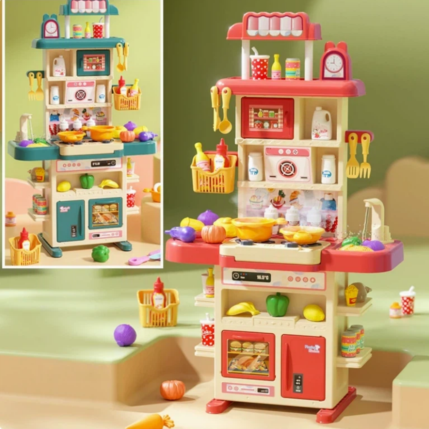 Cocina Infantil Simulada con Luz, Sonido, Humo y Agua