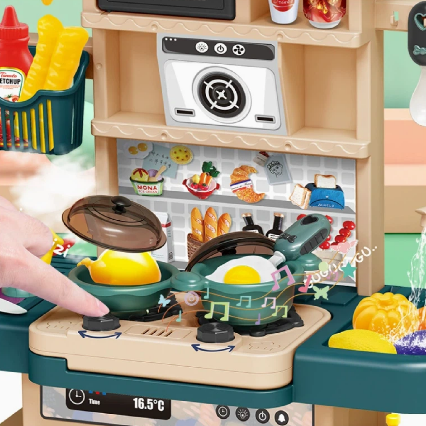 Cocina Infantil Simulada con Luz, Sonido, Humo y Agua