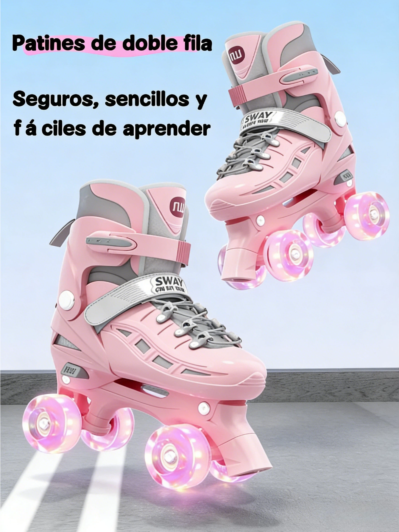 Patines en Línea de Dos Filas con Ruedas Luminosas de PU