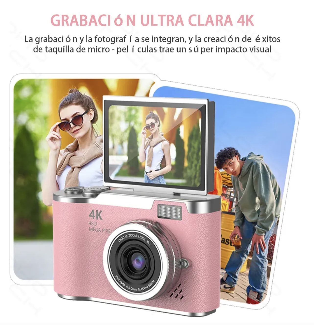 Cámara Digital 4k Ourlife Con Lcd Reversible（Tarjeta SD no incluida）