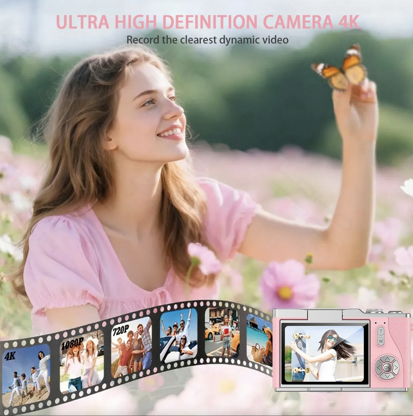 Cámara Digital 4k Ourlife Con Lcd Reversible（Tarjeta SD no incluida）