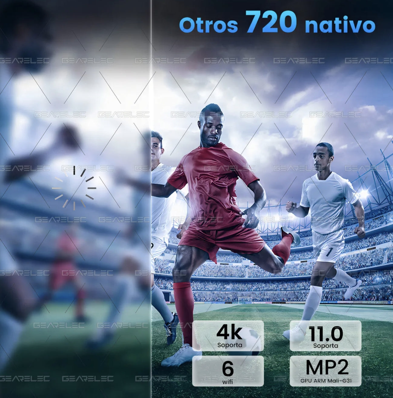 Mini Proyector Hy300 Pro Gearelec Profesional 1080P 4k Wifi 12000LM Color Blanco Portátil Smart Tv